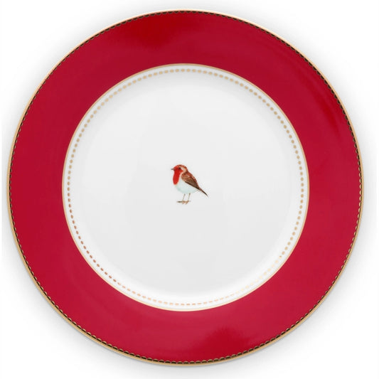 Piatto con uccellini innamorati rossi, 21 cm