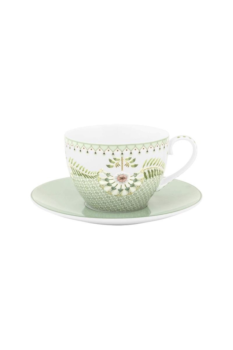 Set 2 Tazza e piattino Lily&Lotus Tiles verde chiaro