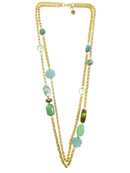 Collana a due fili incatena e resine - Crisolite