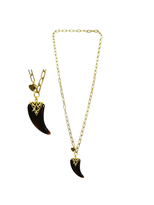Collana a catena con ciondolo a cornetto nero - Tarocchi