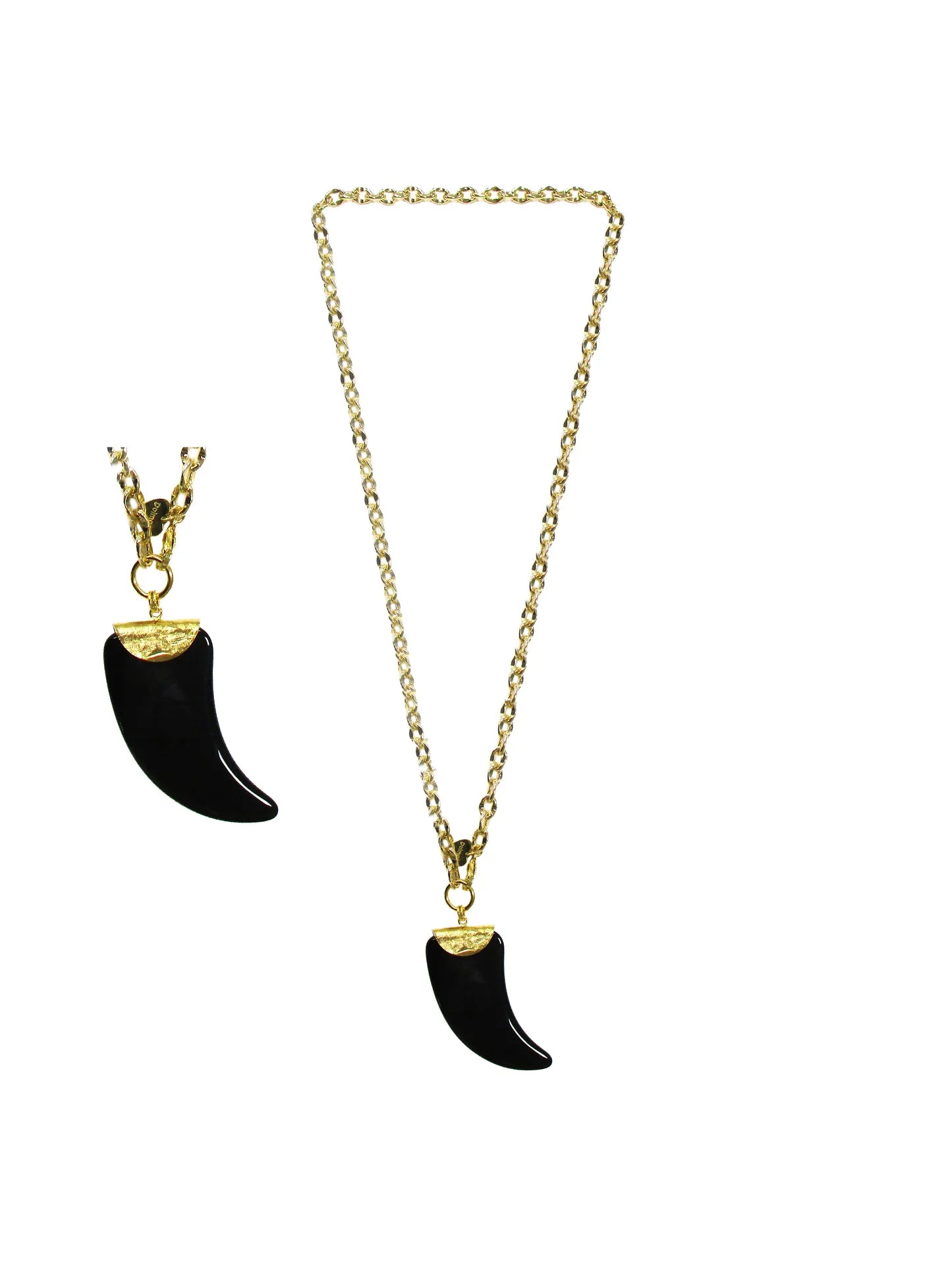 Collana a catena con ciondolo a cornetto nero - Tarocchi