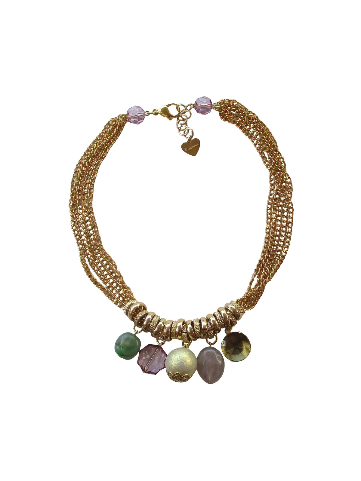 G.collo multifili di catena con charms in resina e cristallo - Ginger