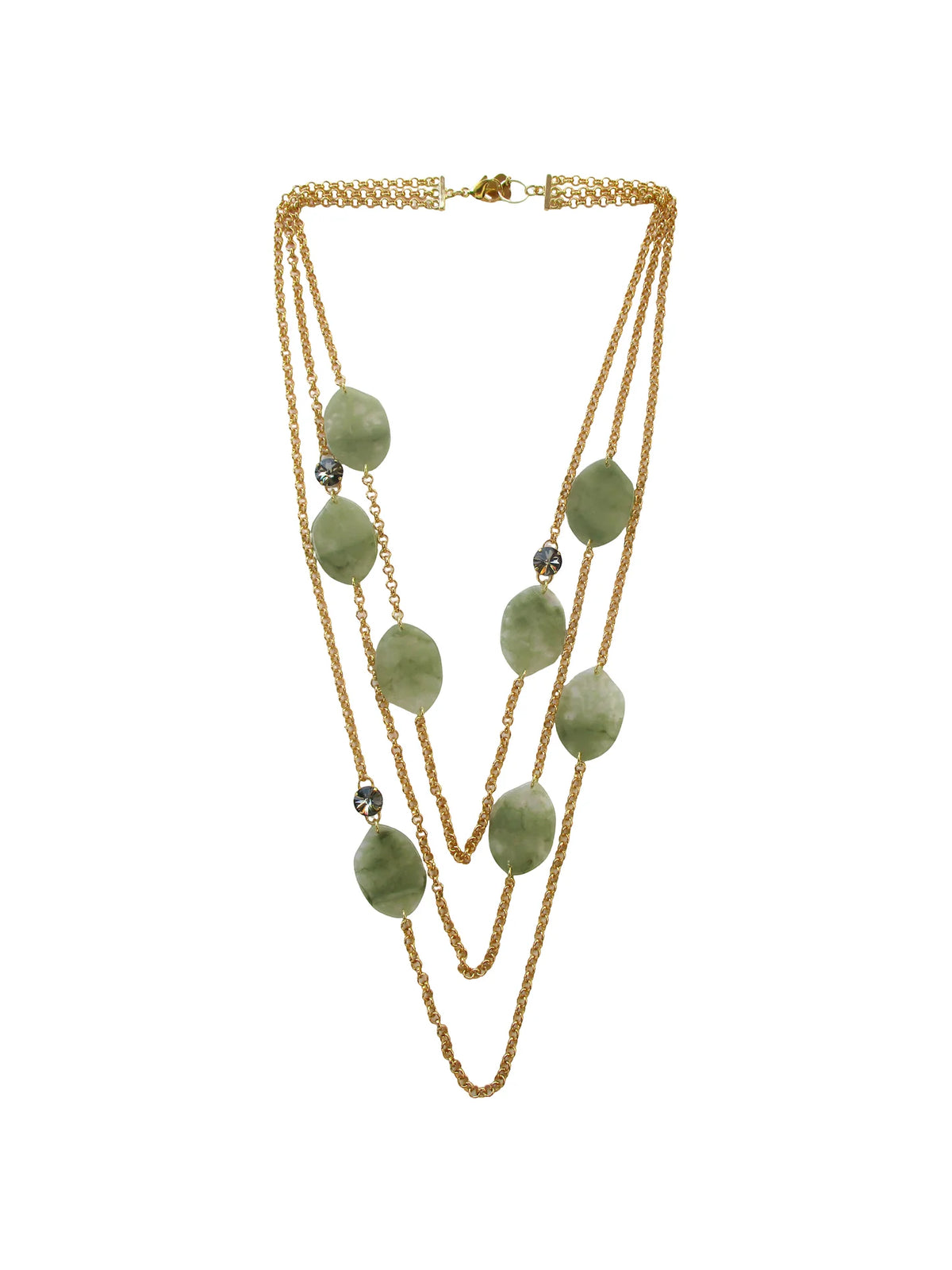 Collana a tre fili in gradazione con inserti in resina e cristalli incastonati - Arcadia