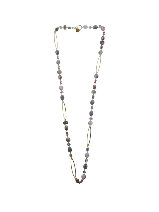 Collana con inserti incatenati di resina e cristallo - Artica