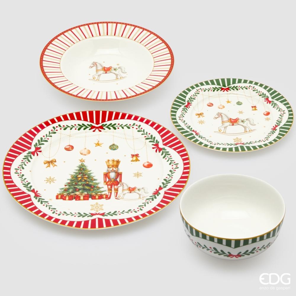 Servizio Piatti Xmas Mix Verde Rosso 24 Pz