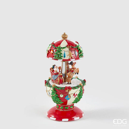 Carillon Babbo Natale con Slitta H17 Ø8,5 cm Verde Rosso