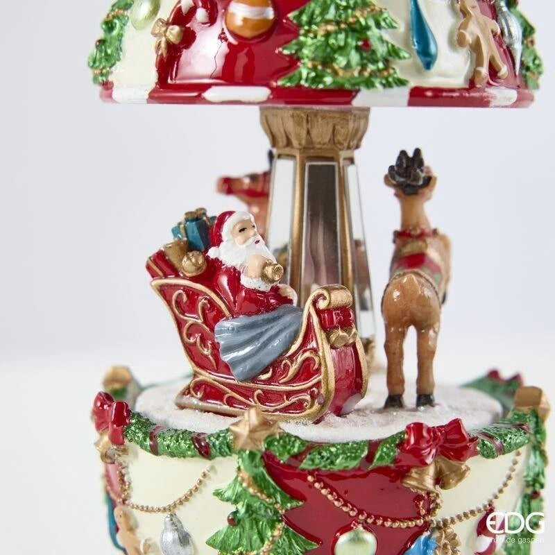 Carillon Babbo Natale con Slitta H17 Ø8,5 cm Verde Rosso