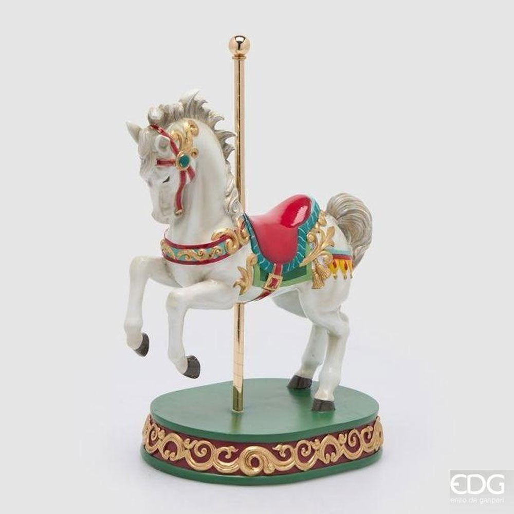Cavallo Giostra Natalizio Verde Rosso