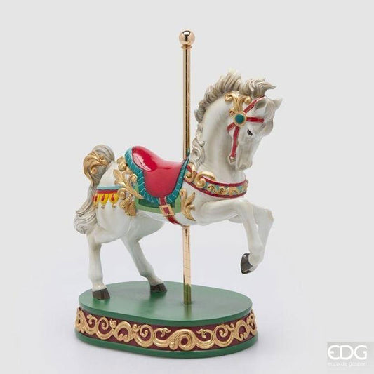 Cavallo Giostra Natalizio Verde Rosso