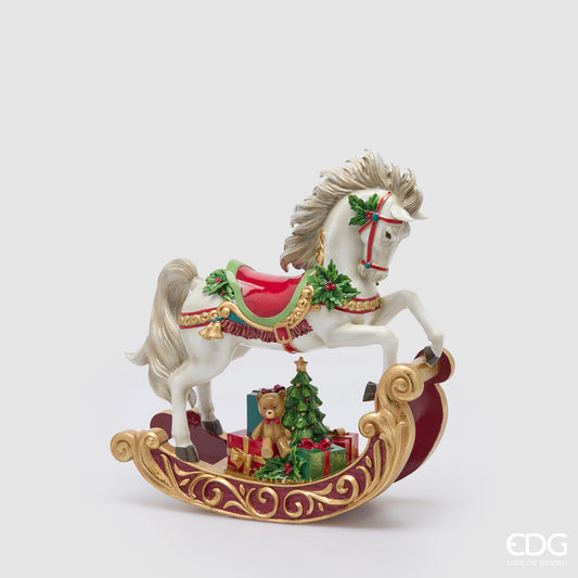 Cavallo a Dondolo Natalizio Verde Rosso