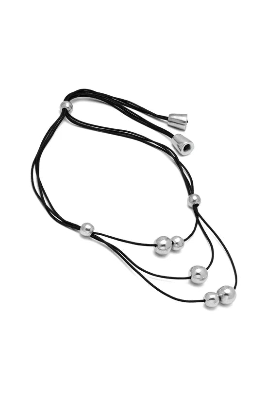 Collana lunga donna con sfere in alluminio riciclato