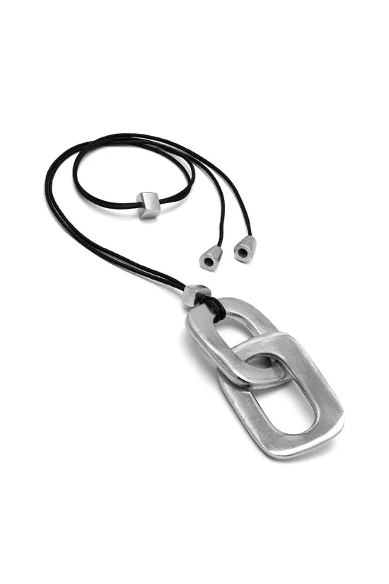 Collana lunga donna con doppio rettangolo in alluminio