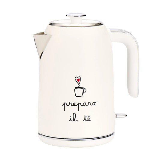 Bollitore bianco decoro Preparo il tè