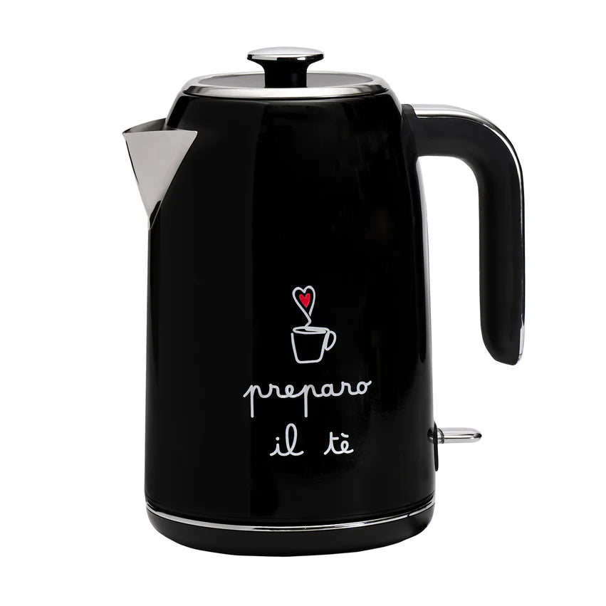 Bollitore nero decoro Preparo il tè