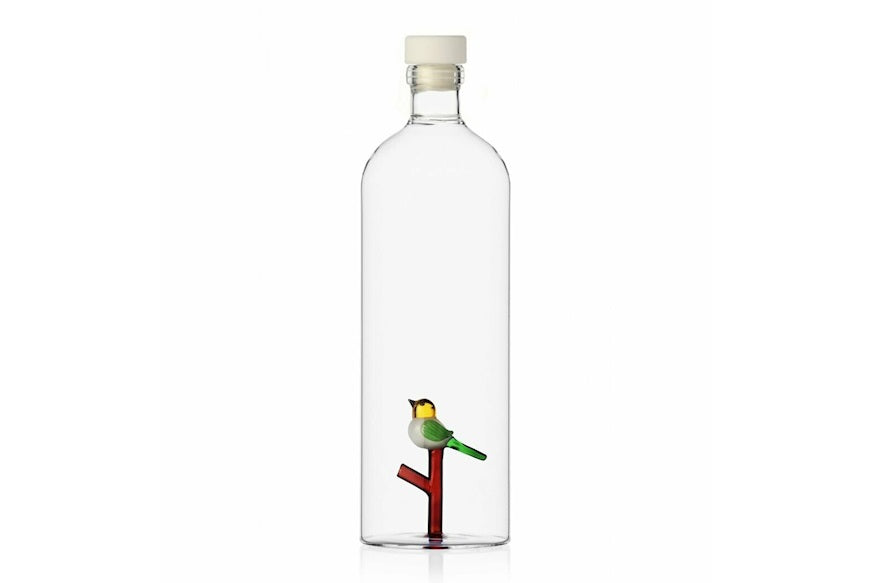 Bottiglia con uccellino in vetro borosilicato