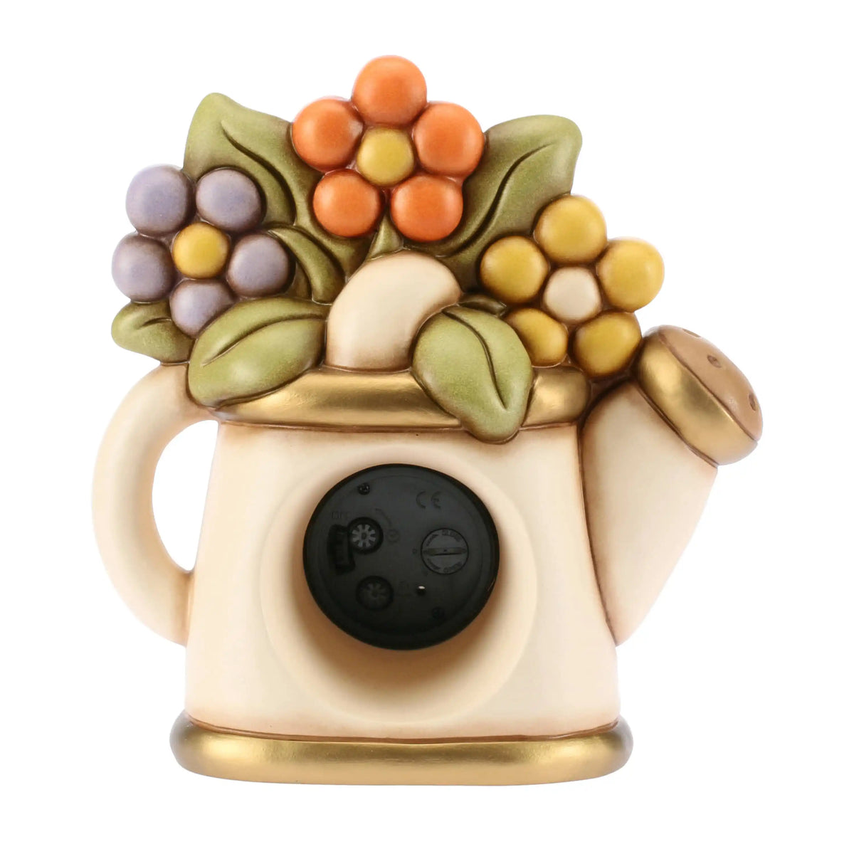 Orologio da tavolo con annaffiatoio e fiori