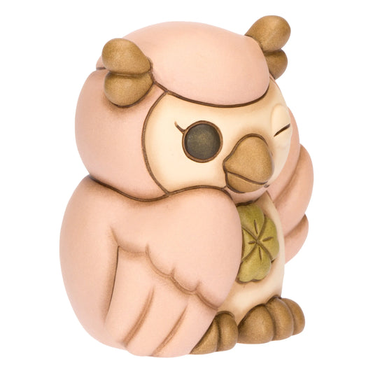 Gufo con Quadrifoglio rosa