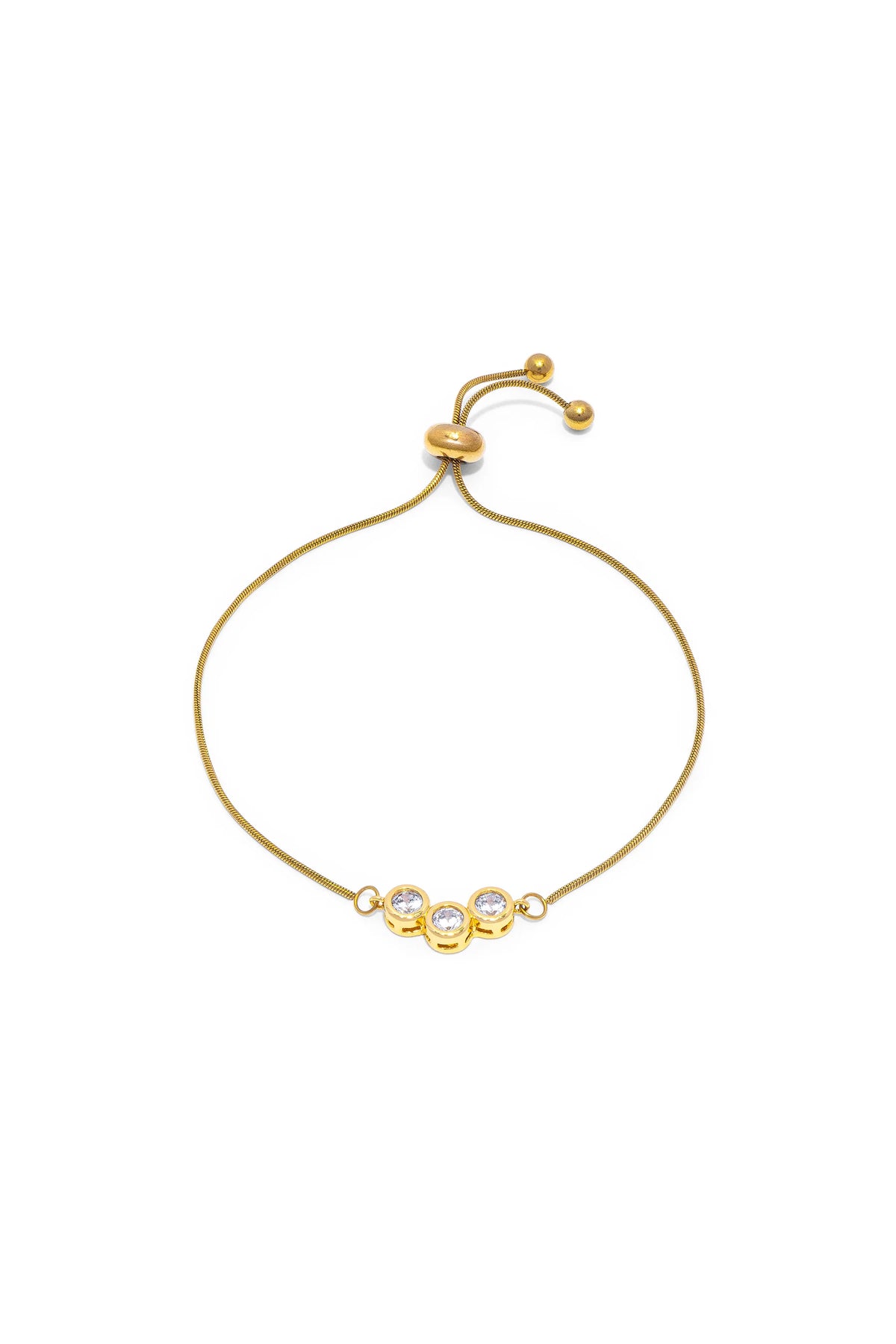 Bracciale regolabile con tre punti luce in zirconi