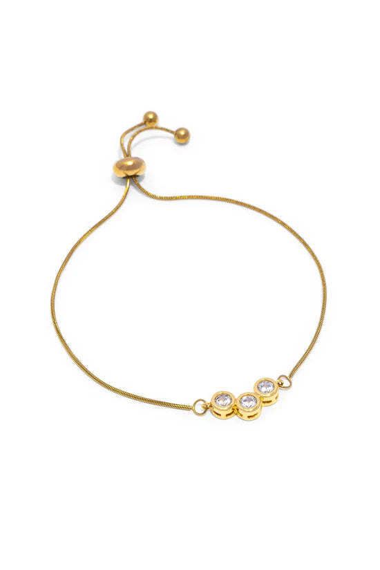 Bracciale regolabile con tre punti luce in zirconi