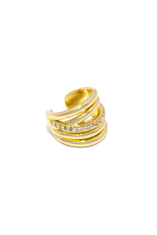 Ear cuff multilinea con fila di zirconi