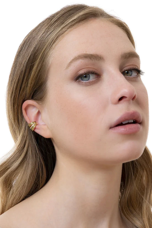 Ear cuff multilinea con fila di zirconi