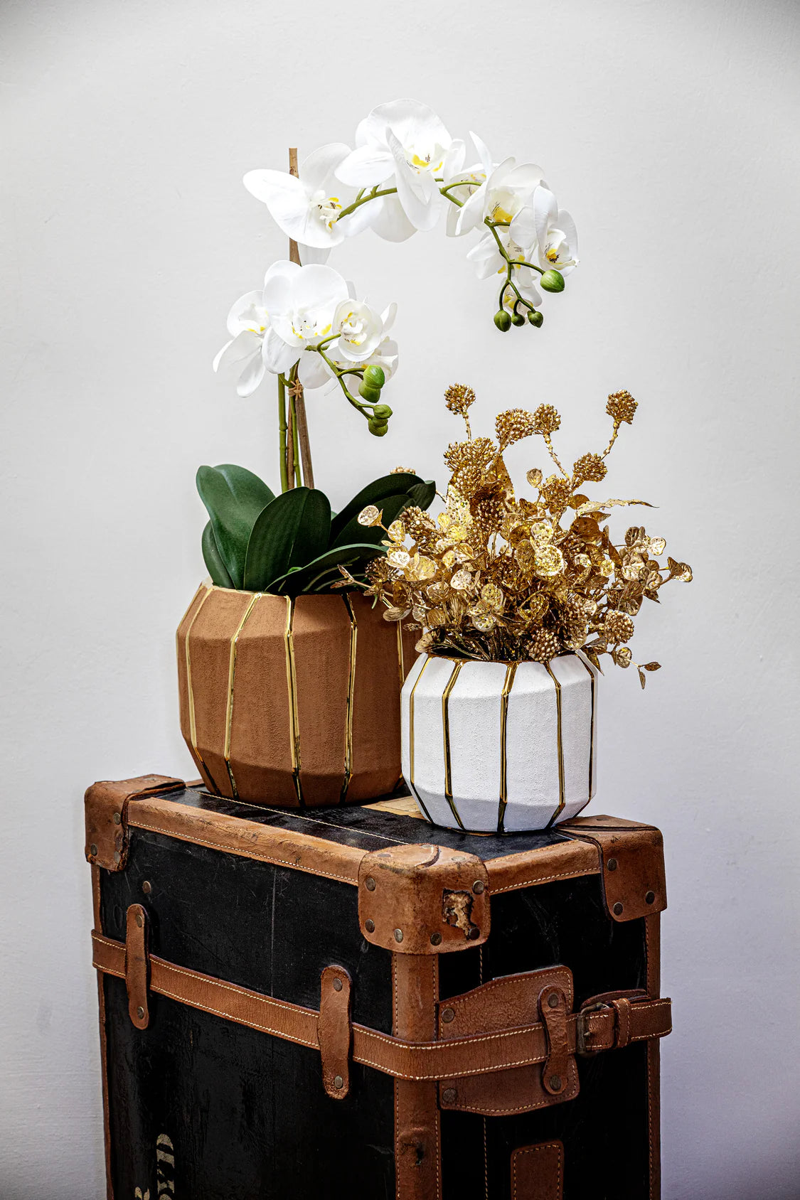 Kintsugi Cachepot Bianco/Oro S