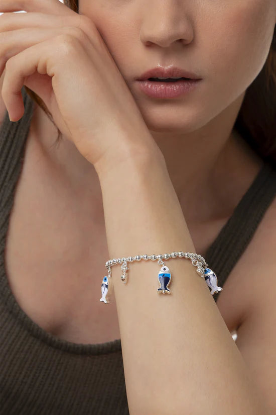 BRACCIALE ELASTICO PENDENTI PESCI BLU