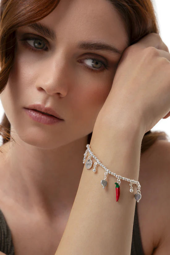 BRACCIALE ELASTICO PENDENTI PEPERONCINI
