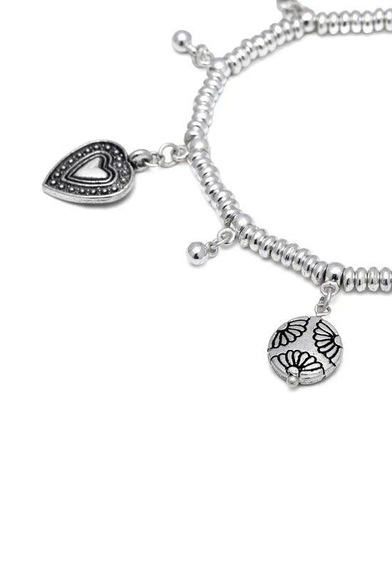 BRACCIALE DONNA ELASTICO CON CHARM E PENDENTI