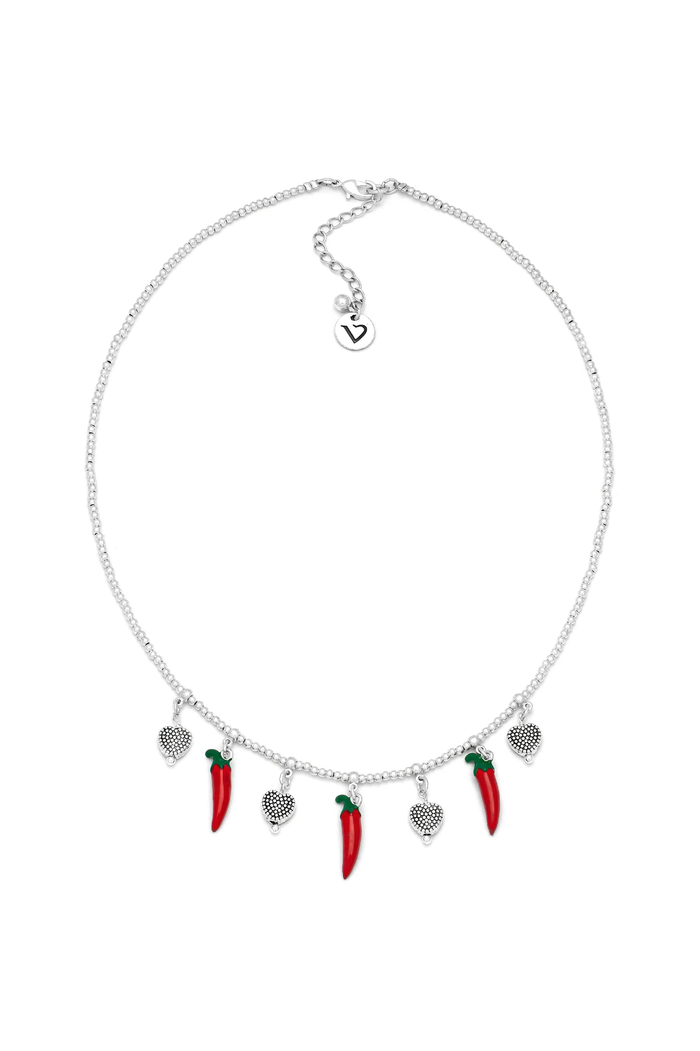 COLLANA PEPERONCINI E CUORI