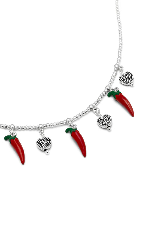 COLLANA PEPERONCINI E CUORI