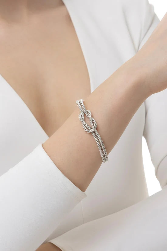 BRACCIALE DONNA RIGIDO EFFETTO CORDA CON NODO
