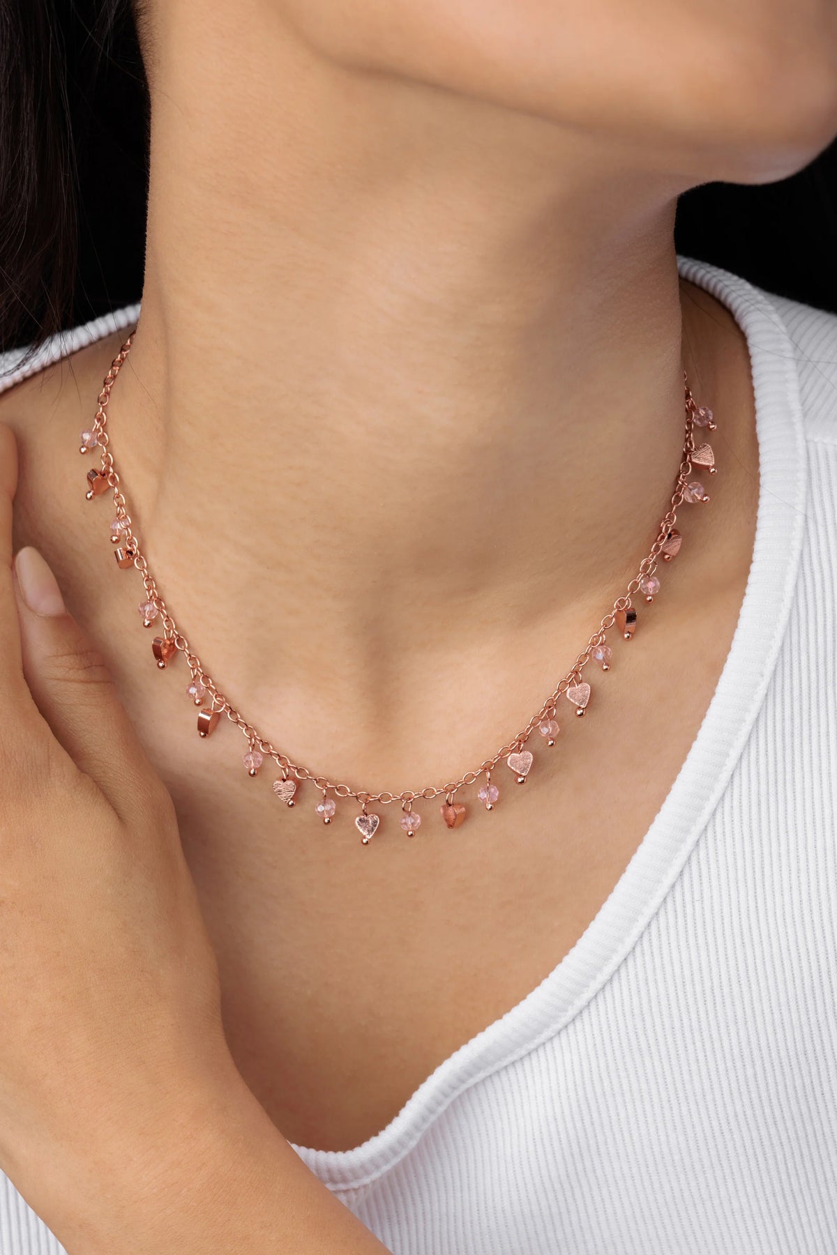 Collana Cuori/Cristalli Pendenti
