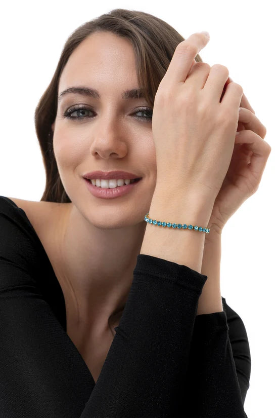 Bracciale rigido donna con zirconi placcato