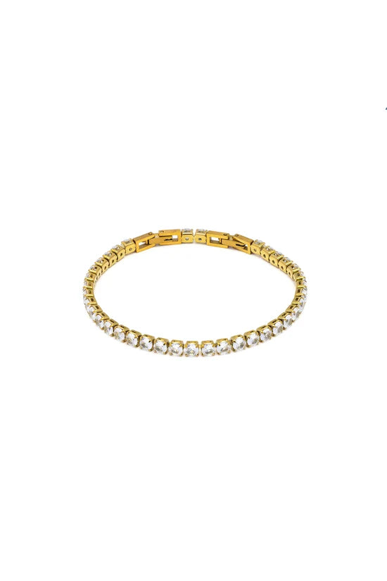 Bracciale rigido donna con zirconi placcato