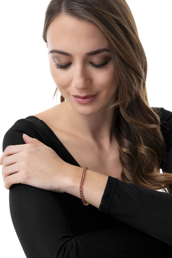 Bracciale rigido donna con zirconi placcato