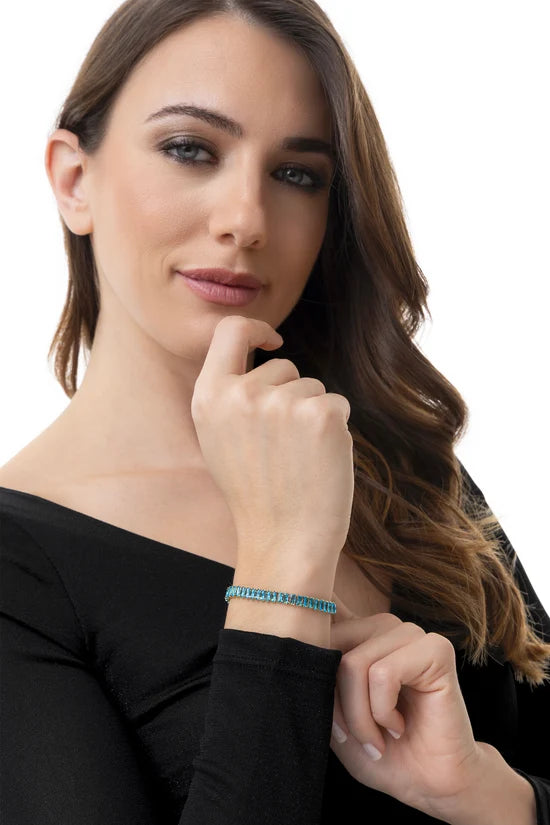 Bracciale donna baguette con zirconi placcato