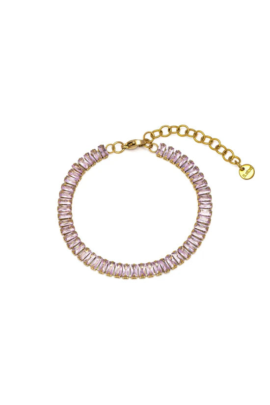 Bracciale donna baguette con zirconi placcato