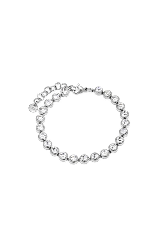 Bracciale donna silver in acciaio con zirconi tondi