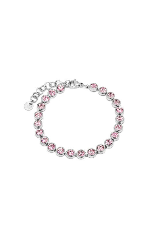 Bracciale donna silver in acciaio con zirconi tondi