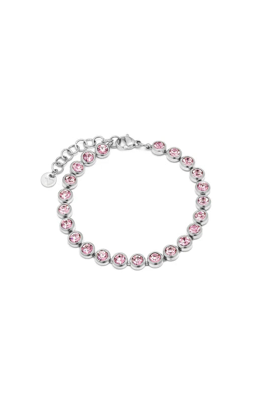 Bracciale donna silver in acciaio con zirconi tondi