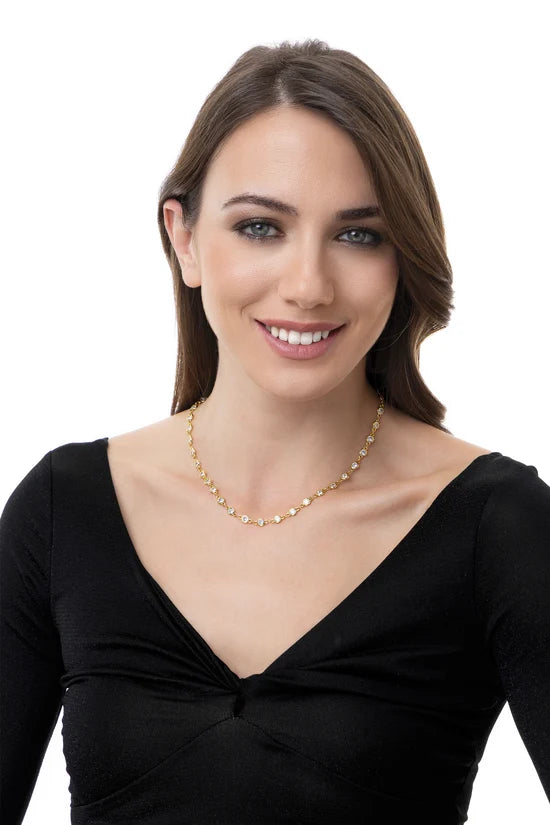 Collana tennis donna con zirconi placcata oro