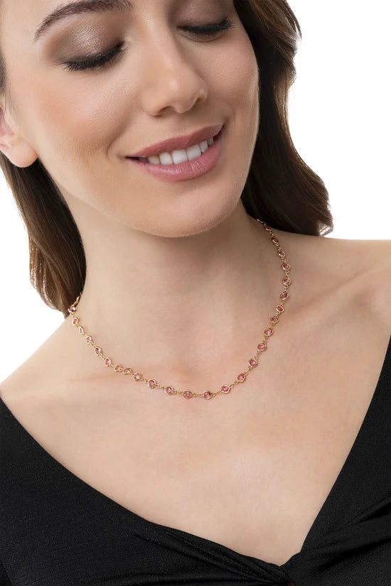 Collana tennis donna con zirconi placcata oro