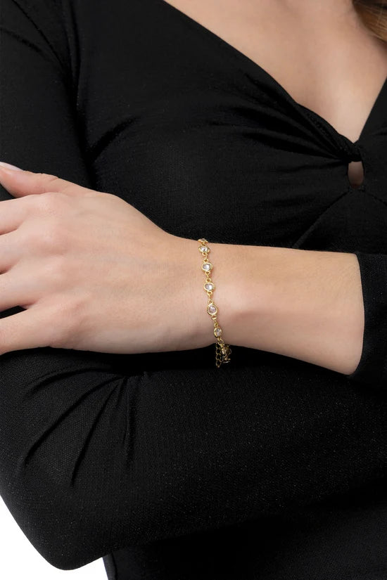 Bracciale tennis donna con zirconi placcato oro