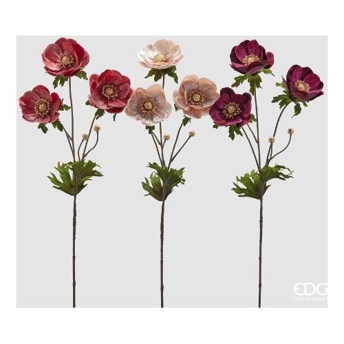 Anemone Velluto Ramo X3 Con Foglie 3 Ass. H.80 C5 12