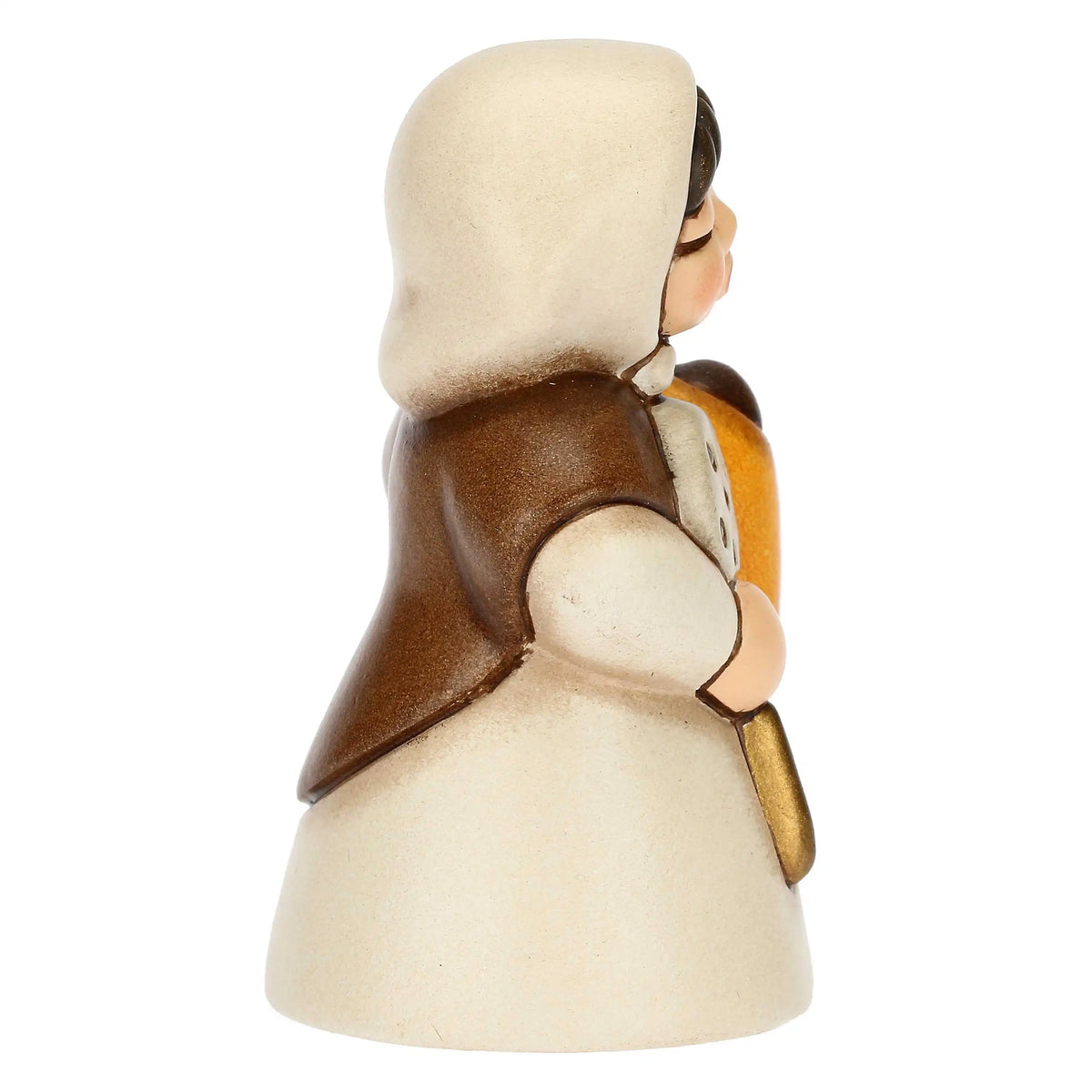 Donna con castagne in ceramica Presepe Classico bianco