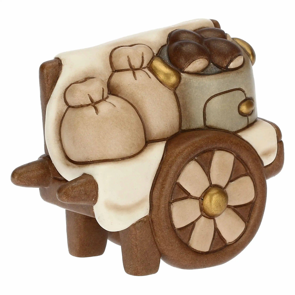 Carretto con castagne in ceramica Presepe Classico