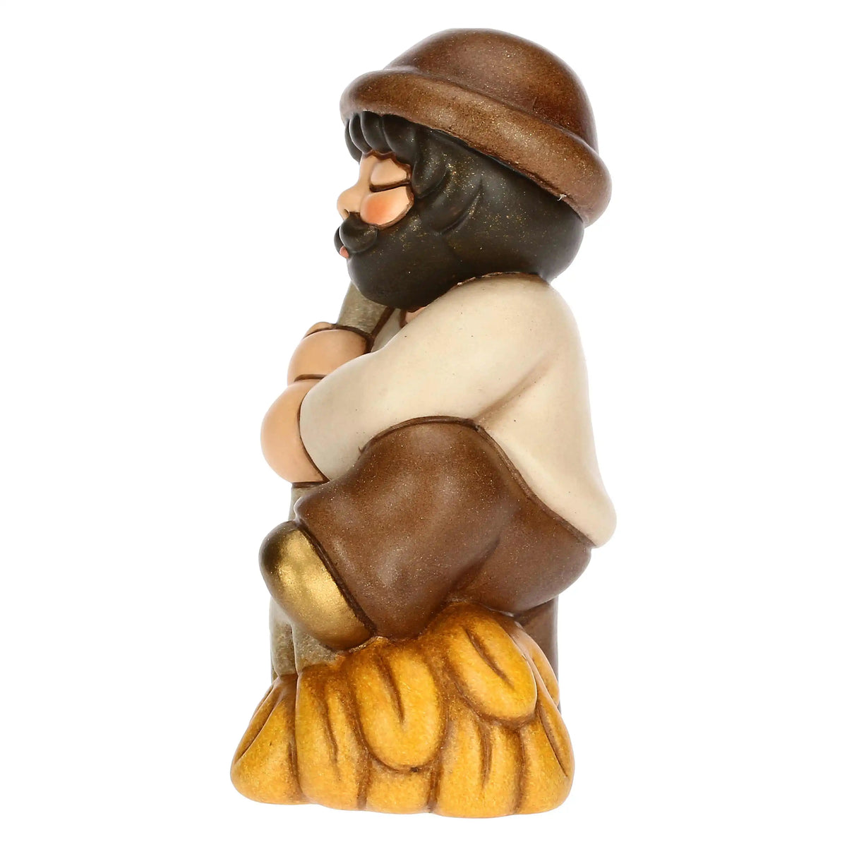 Uomo con forcone e fieno in ceramica Presepe Classico