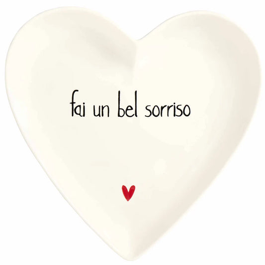 Set 2 Piatti cuore decoro Fai un bel sorriso