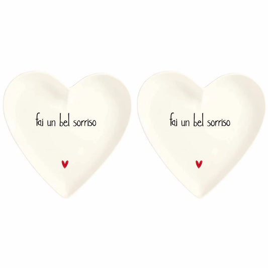 Set 2 Piatti cuore decoro Fai un bel sorriso